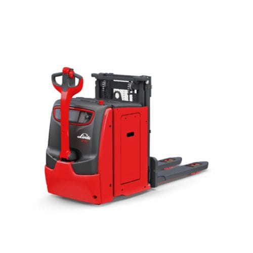 Empilhadeira patolada elétrica - D10 - Linde Material Handling - com operador a pé / 24 V / para transporte de 2 paletes de cada vez
