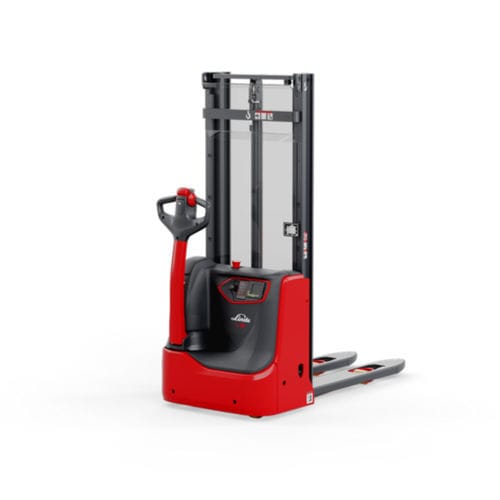 Empilhadeira patolada elétrica - L1 series - Linde Material Handling - com operador a pé / 24 V / para transporte de 2 paletes de cada vez