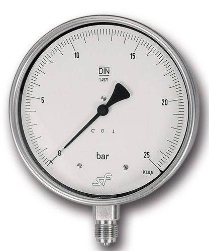 Manômetro com mostrador analógico - MR-RFM - Schwer Fittings - com rosca / de vidro / em aço inoxidável