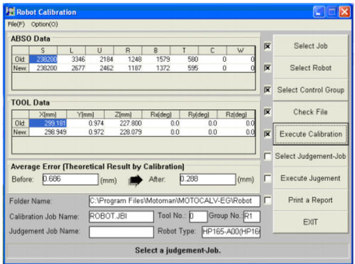 Software de calibração - MotoCalV EG - MOTOMAN - de programação de robôs / de posicionamento / de mecânica