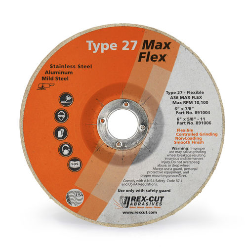 Rebolo de retificação - Max Flex - Rex-Cut Abrasives - de acabamento / plano / de óxido de alumínio