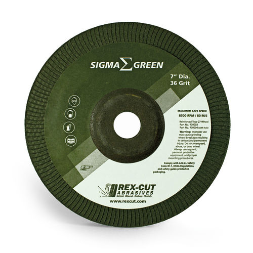 Rebolo de retificação - Sigma Green - Rex-Cut Abrasives - plano / com centro deprimido