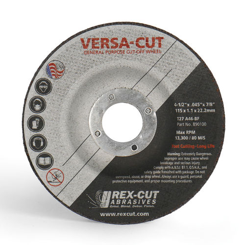 Disco de corte para metais - Versa-Cut - Rex-Cut Abrasives - de óxido de alumínio / reforçado com fibra de vidro