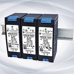 Fonte de alimentação elétrica para trilho DIN - HSA30 T series - MTM Power Messtechnik Mellenbach GmbH - CC/CC / CA/CC / com duas saídas