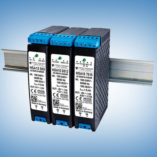 Fonte de alimentação elétrica para trilho DIN - HSA15 S05 - MTM Power Messtechnik Mellenbach GmbH - CA/CC / com saída simples / CE