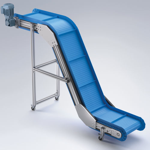 Transportador de esteira modular - KFM-P 2040 - Maschinenbau Kitz GmbH - inclinado / de transporte / móvel