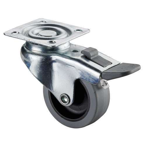 Rodízio giratório - A220.A80 series - BS Rollen GmbH - com placa de fixação / com freio / para móvel