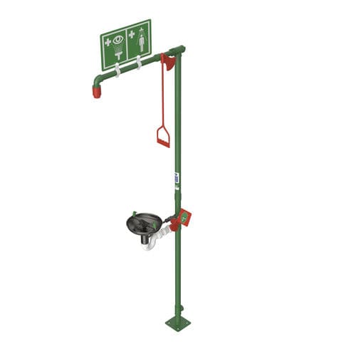 Chuveiro de segurança de piso - EXP-18G/85G - Hughes Safety Showers - não aquecido / com lava-olhos/face / para ambientes perigosos