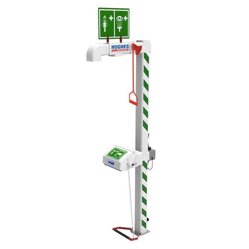 Chuveiro de segurança de piso - EXP-AH-5G/45G - Hughes Safety Showers - para ambiente externo / para ambientes perigosos / com lava-olhos/face