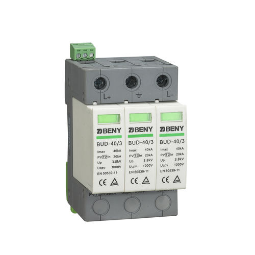 Dispositivo de proteção contra surtos de tipo 2 - BUD-40/3R - Zhejiang Benyi Electrical Co.,ltd. - para usina de energia fotovoltaica / tripolar / para trilho DIN