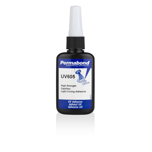 Cola de metacrilato - UV605 - Permabond - para vidro / monocomponente / para óptica