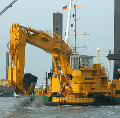 Escavadeira grande - P 995 - Liebherr Excavators - Tier 4 Interim / para construção civil / montada em barcaça