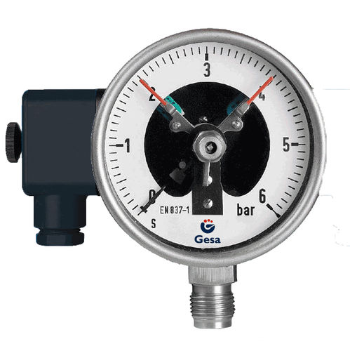 Manômetro com mostrador analógico - M0306C series - GESA TERMOMETROS - de embutir / BSP 1/2 / em aço inoxidável