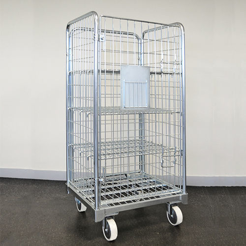 Container aramado com rodas multiusos - 1004149 - EUROPE METAL FIL - com prateleiras