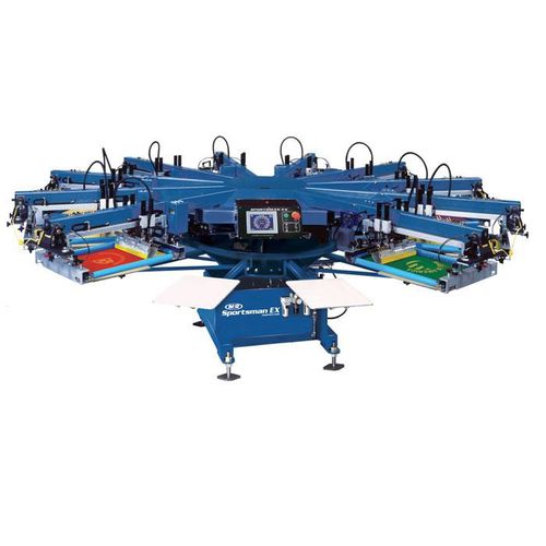 Máquina de serigrafia com servoacionamento - SPORTSMAN® EX series - M&R - de 6 cores / para têxteis / para superfícies planas