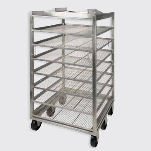 Carrinho em aço inoxidável - 100.11 series - Eberhardt GmbH - com prateleiras / com plataforma aramada / com seis rodas