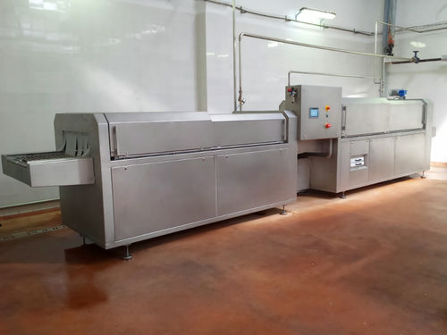 Lavadora de alimentos com escova - FIBOSA - para queijos / automática / com esteira transportadora