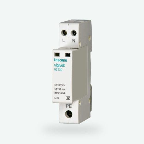 Dispositivo de proteção contra surtos de tipo 2 - Vigivolt V2T-30 - Toscano Linea Electronica - contra correntes transitórias / de varístor / para trilho DIN
