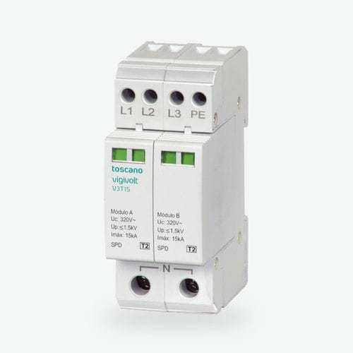 Dispositivo de proteção contra surtos de tipo 2 - Vigivolt V3T-15 - Toscano Linea Electronica - contra correntes transitórias / de varístor / de descarga de gás