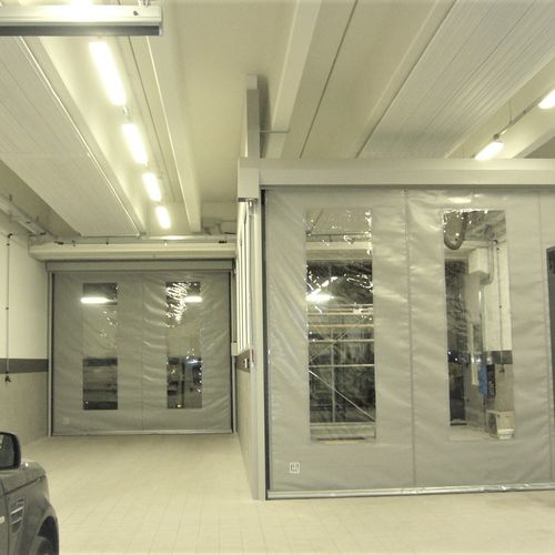 Porta autorreparável - Zip Roll - Tecnoindustriale s.r.l. - de enrolar / em tecido / para ambiente interno