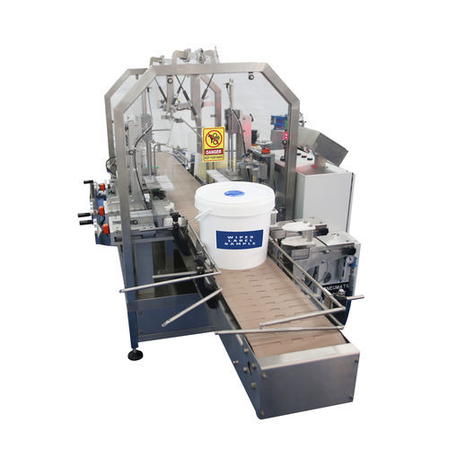 Rotuladora totalmente automática - CAROLUS  - Shemesh Automation Ltd - para baldes / wrap-around / de etiquetas / rótulos adesivos