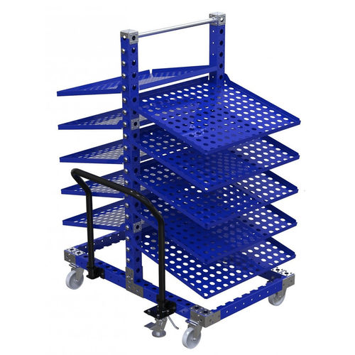 Carrinho de armazenamento - Q-100-0237  - FlexQube - metálico / com prateleiras / com rodízios