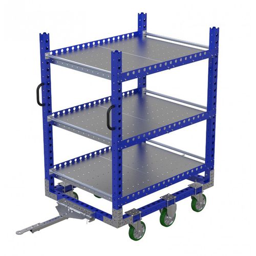 Carrinho de transporte - Q-100-0609  - FlexQube - metálico / com prateleiras / com seis rodas