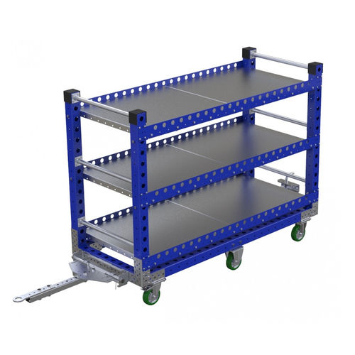 Carrinho de transporte - Q-100-0763  - FlexQube - metálico / com prateleiras / porta-caixas
