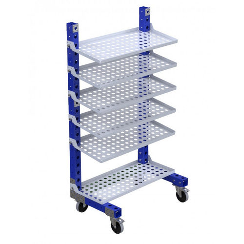 Carrinho de transporte - Q-100-0547  - FlexQube - metálico / com prateleiras / com rodízios