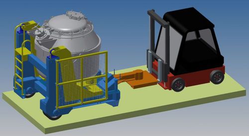 Virador para contêineres - BARTZ MASCHINENBAU GMBH - de cadinho / móvel / para empilhadeira