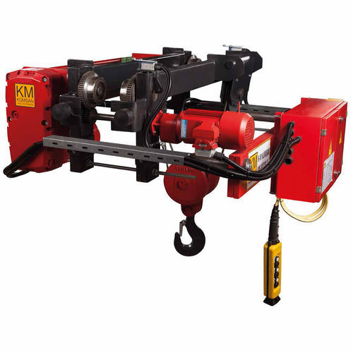Talha de cabo de aço com trole monotrilho - KM KUMSAN CRANE SYSTEMS - elétrica / ajustável / de engrenagem