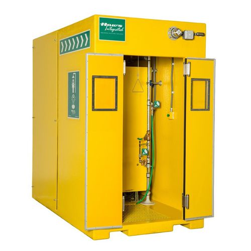 Cabine de chuveiro de piso - 8710 - Haws Corporation - com lava-olhos/face / autônoma / para ambiente externo