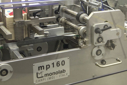 Encartuchadeira para blísteres - MP160 - Monolab Srl - lateral / para o setor médico / para a indústria farmacêutica