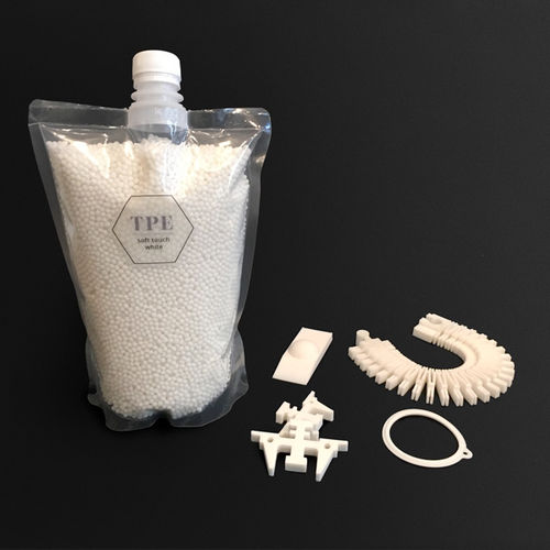 Pellets para impressora 3D em TPE - Soft Touch - Pollen - branco