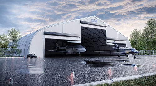 Hangar modular - pol-plan - provisório / de grandes dimensões / em alumínio