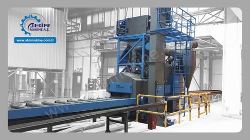 Jateadora de granalha com transportador de rolos - SPK series - ABİR MAKİNE A.Ş. - de turbina / para cargas suspensas / para perfis