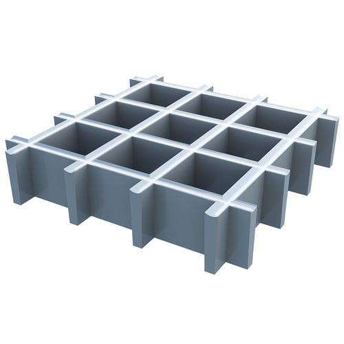 Grade de piso em PRFV - GO series - P-TREX - com malha quadrada / antiderrapante / de alta resistência química