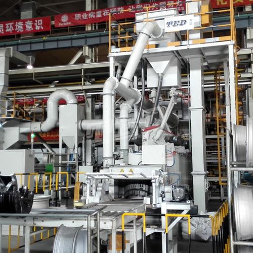 Jateadora de granalha com transportador aéreo - Qingdao Ted Machinery - para jantes