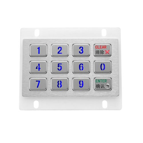 Teclado numérico retroiluminado - KY2120-LED - Shenzhen KEYU Co., Ltd  - 12 teclas / embutido / em aço inoxidável