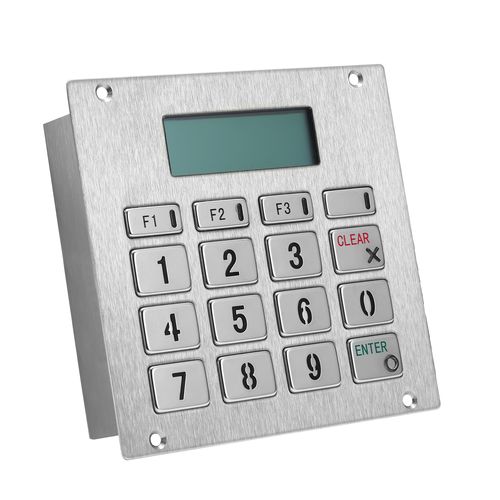 Teclado numérico com display LCD - KY2388FR - Shenzhen KEYU Co., Ltd  - 16 teclas / embutido / em aço inoxidável