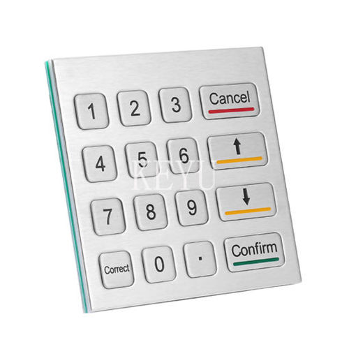 Teclado em aço inoxidável - KY2100A - Shenzhen KEYU Co., Ltd  - embutido / com teclas mecânicas / 16 teclas
