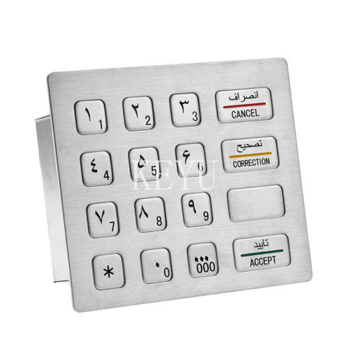 Teclado numérico 16 teclas - KY2116A - Shenzhen KEYU Co., Ltd  - embutido / em inox escovado / RS-232