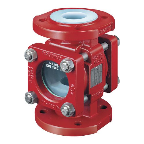 Visor de fluxo em vidro borossilicato - PSG series - Richter Chemie Technik - flangeado / revestido em PFA