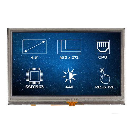 Módulo de visualização TFT - RVT4.3A480272CNWR36 - Riverdi - com tela sensível ao toque resistiva / 480 x 272 / industrial
