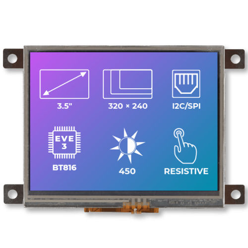 Módulo de visualização TFT - RiTFT-35-RES-FR - Riverdi - com tela sensível ao toque resistiva / 320 x 240 / industrial