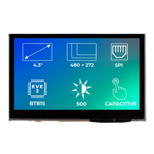 Módulo de visualização TFT - RiTFT-43-CAP - Riverdi - com tela sensível ao toque capacitiva / 480 x 272 / industrial