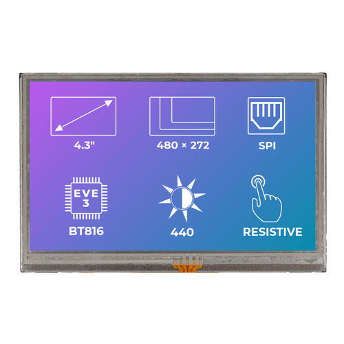 Módulo de visualização TFT - RiTFT-43-RES - Riverdi - com tela sensível ao toque resistiva / 480 x 272 / industrial
