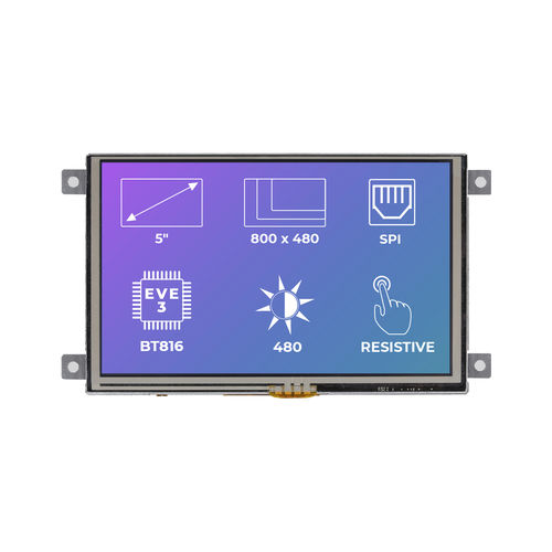 Módulo de visualização TFT - RiTFT-50-RES-FR - Riverdi - com tela sensível ao toque resistiva / 800 x 480 / industrial