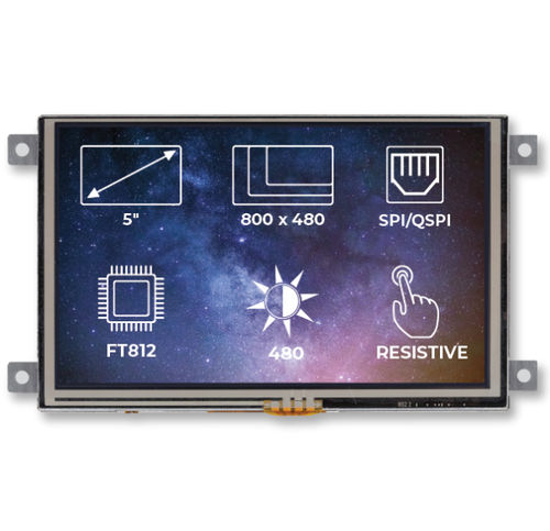Módulo de visualização TFT - RVT50AQFFWR00 - Riverdi - com tela sensível ao toque resistiva / 800 x 480 / industrial