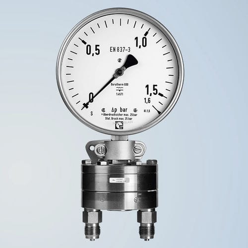 Manômetro diferencial - DKU 100 - Schmierer GmbH - com mostrador analógico / com rosca / em aço inoxidável